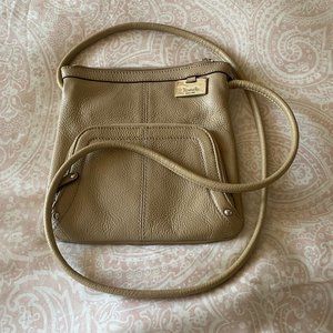 Tignanello Leather Crossbody Handbag Taupe Tan